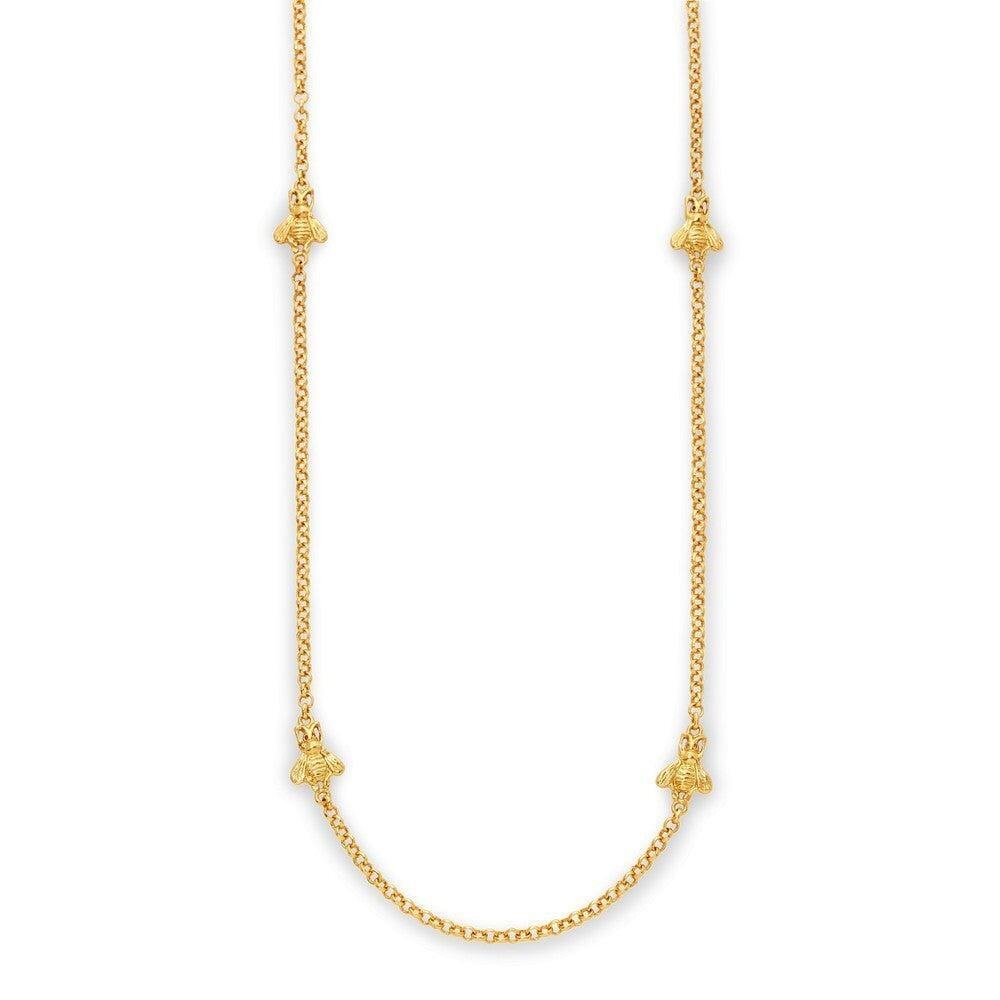 Julie Vos Bee Delicate Station Necklace 24K Gold Plate Bee Charm Jewelry